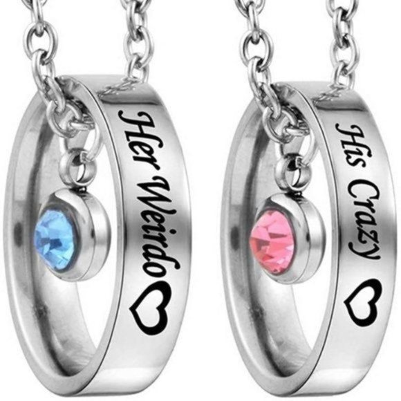 New Matching Necklaces for Couples, His and Hers Engraved Ring Pendant - Picture 7 of 9